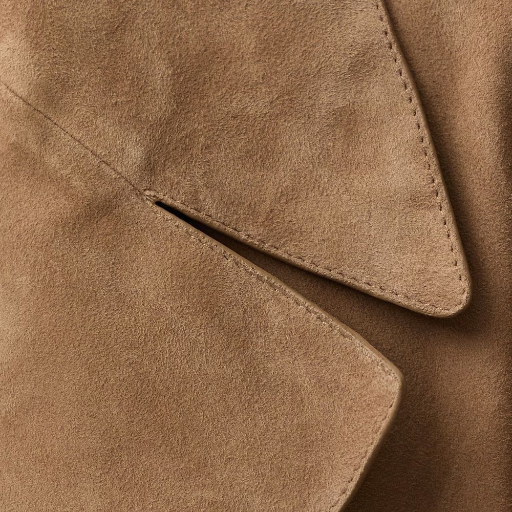 Mango 100% Genuine Suede Trench Coat New - Picture 5 of 9